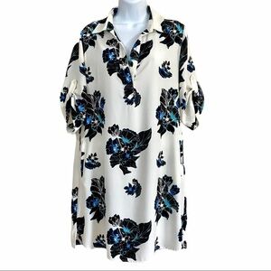 Blue Floral Tunic Dress Medium